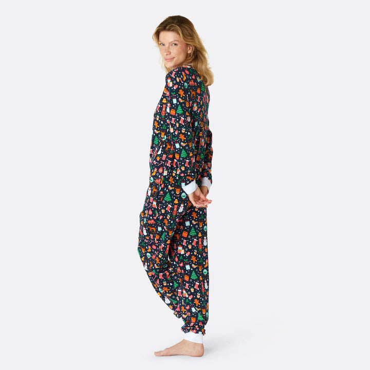 Kerstdroom Overall Kerstpyjama Blauw Dames