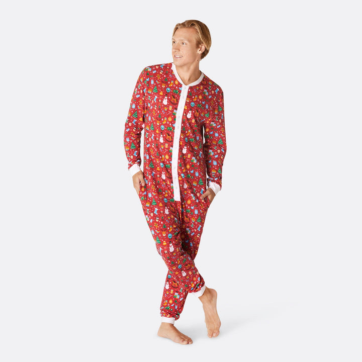 Kerstdroom Overall Kerstpyjama Rood Heren