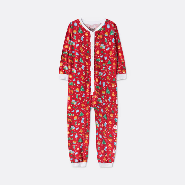 Kerstdroom Overall Kerstpyjama Rood Voor Kinderen