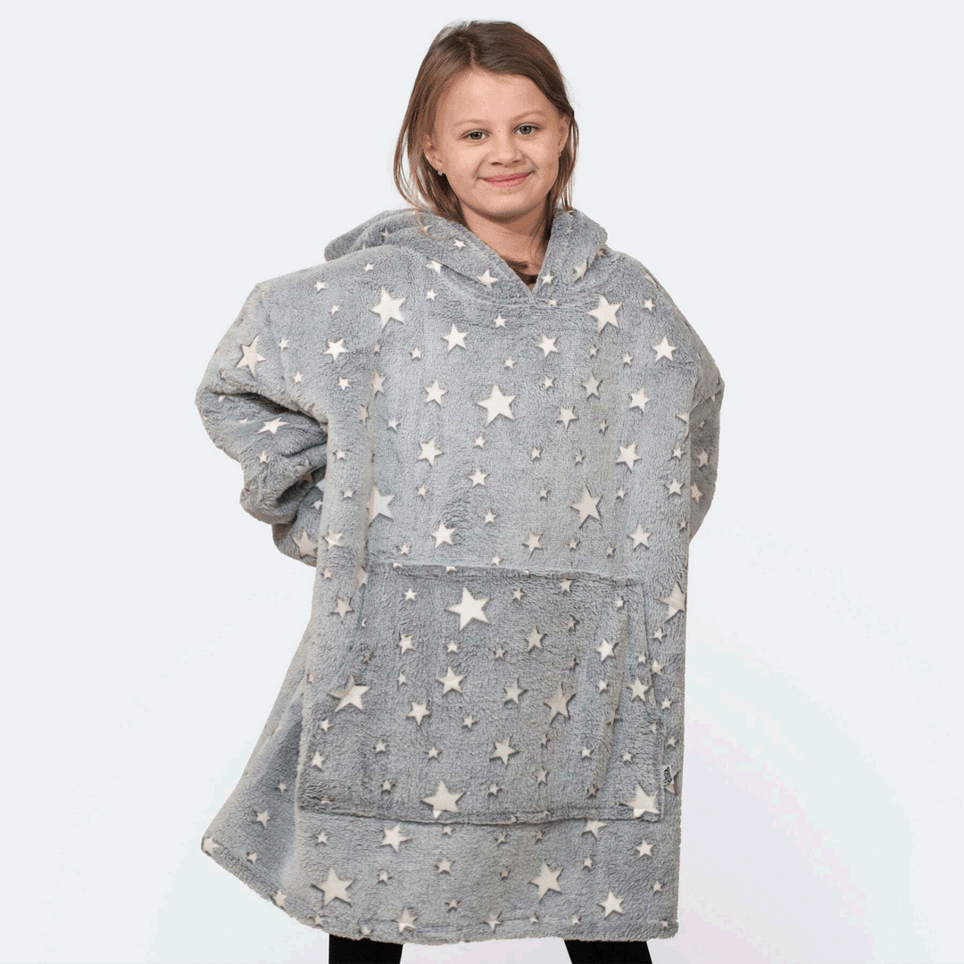 SillySanta - Sterren Grijs HappyHoodie Voor Kinderen