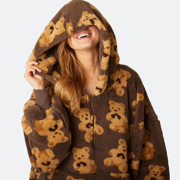 Donkerbruine Teddy HappyHoodie