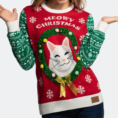 Meowy Christmas Kersttrui Dames