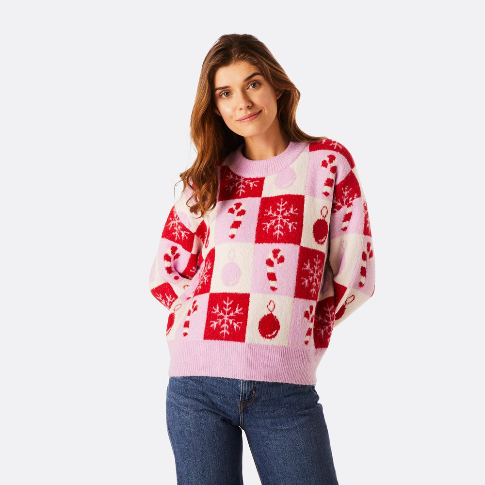 Geruite Oversized Kersttrui Dames