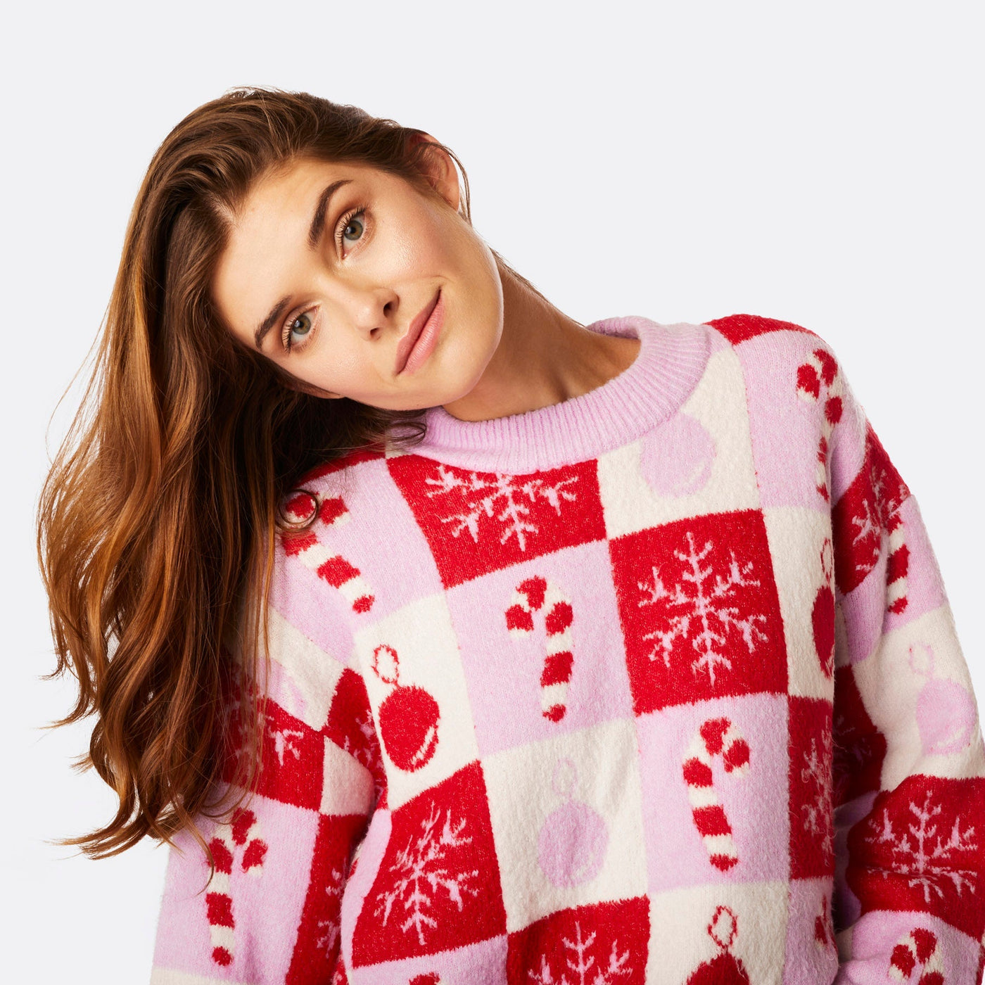 Geruite Oversized Kersttrui Dames