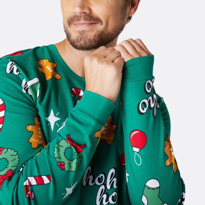 Groene Hohoho Kerstpyjama Heren