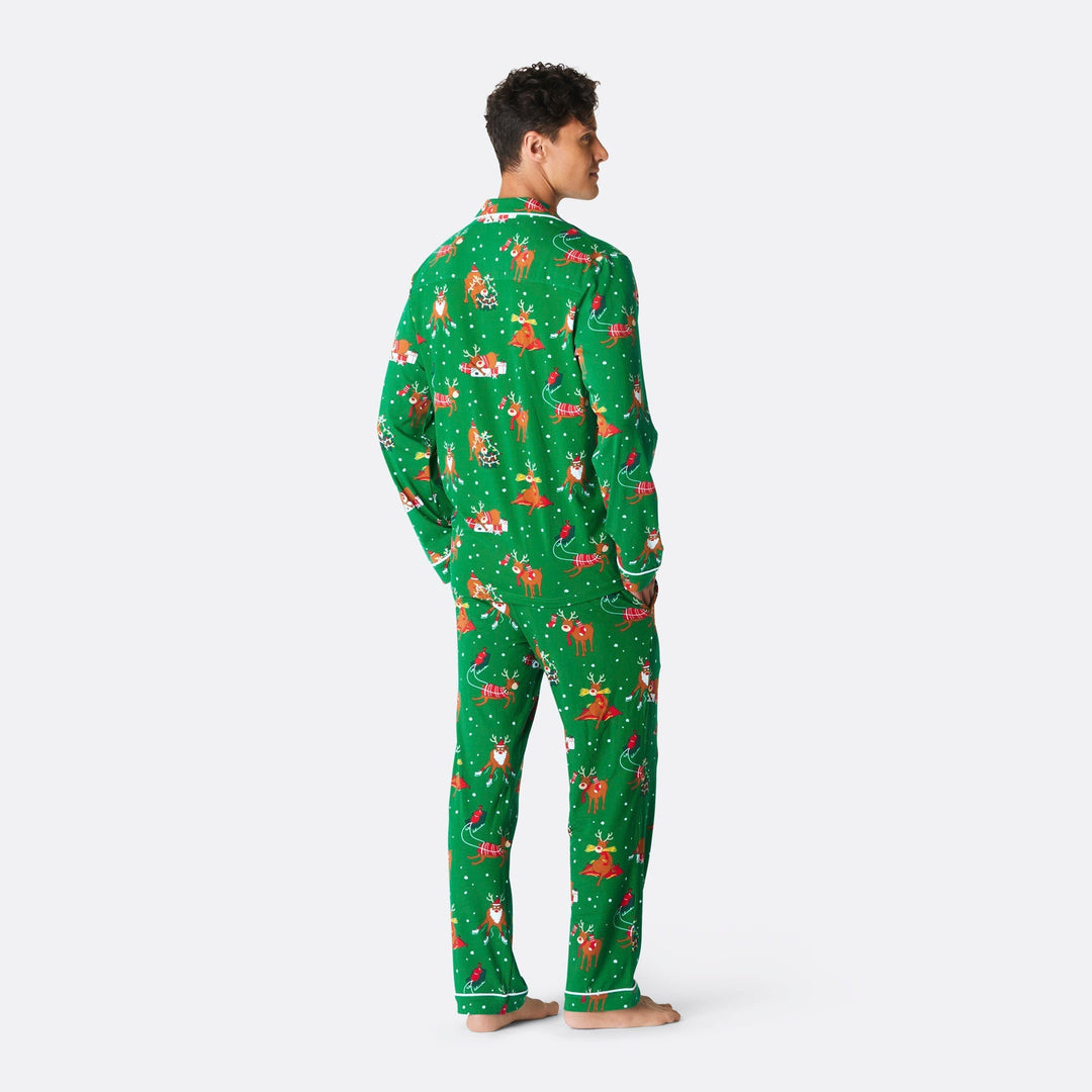 Rendier Kerstpyjama Met Kraag Heren