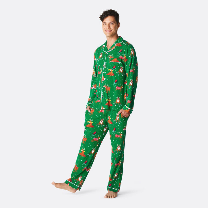 Rendier Kerstpyjama Met Kraag Heren