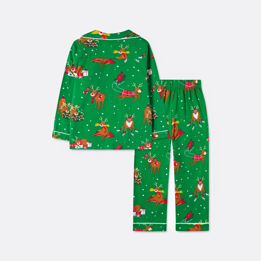 Rendier Kerstpyjama Met Kraag Voor Kinderen