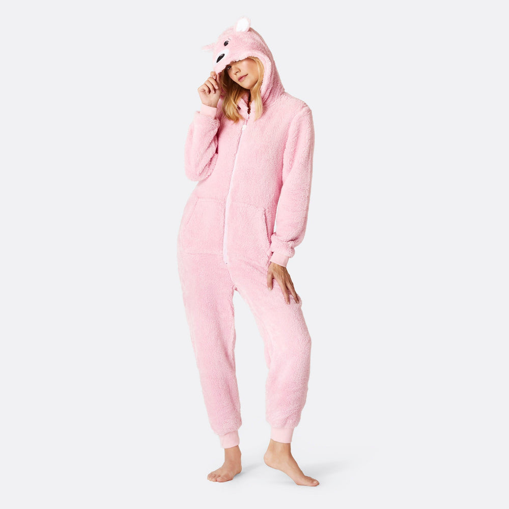 Teddybeer Roze Onesie Dames