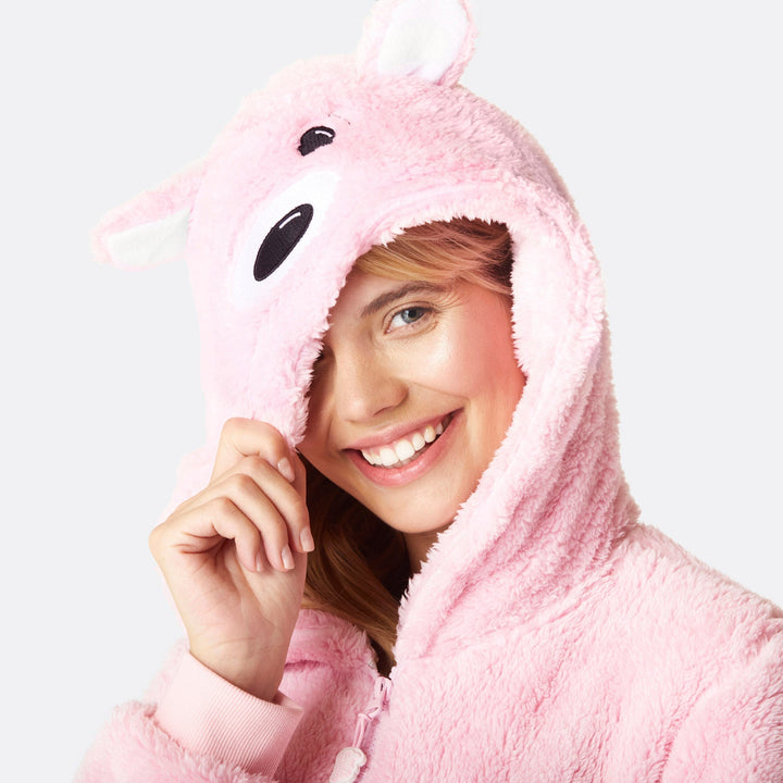 Teddybeer Roze Onesie Dames