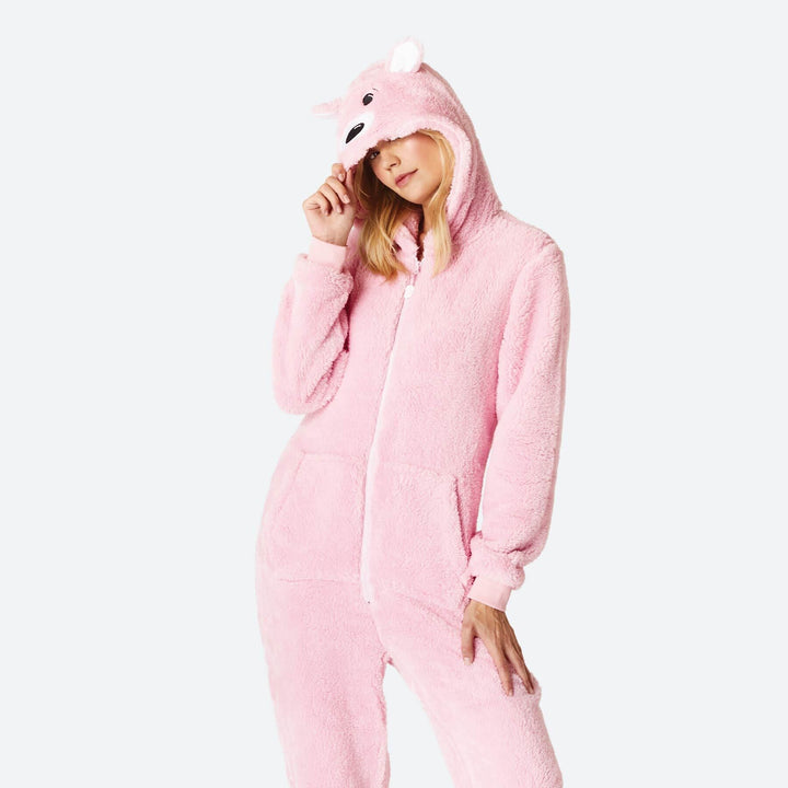 Teddybeer Roze Onesie Dames