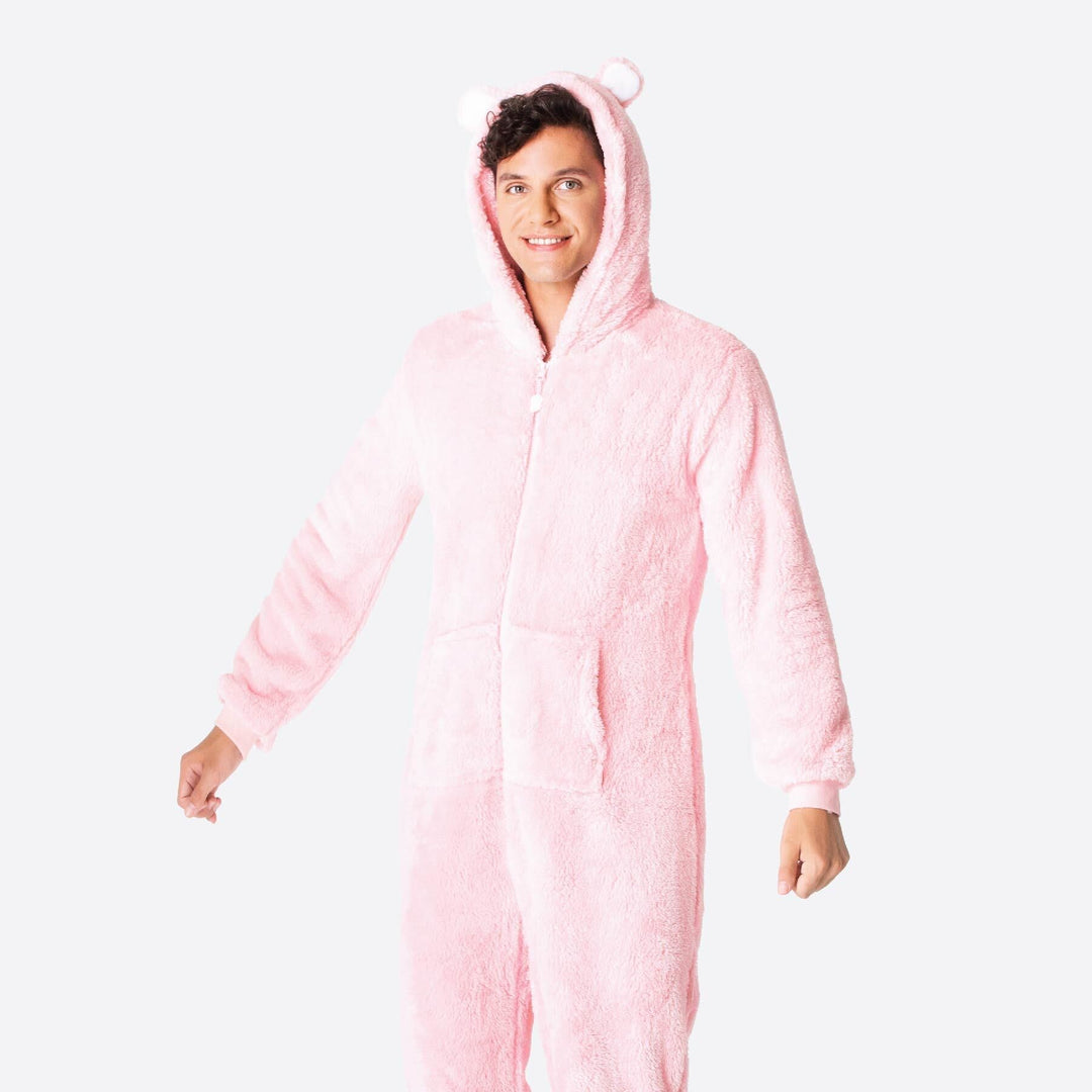 Teddybeer Roze Onesie Heren