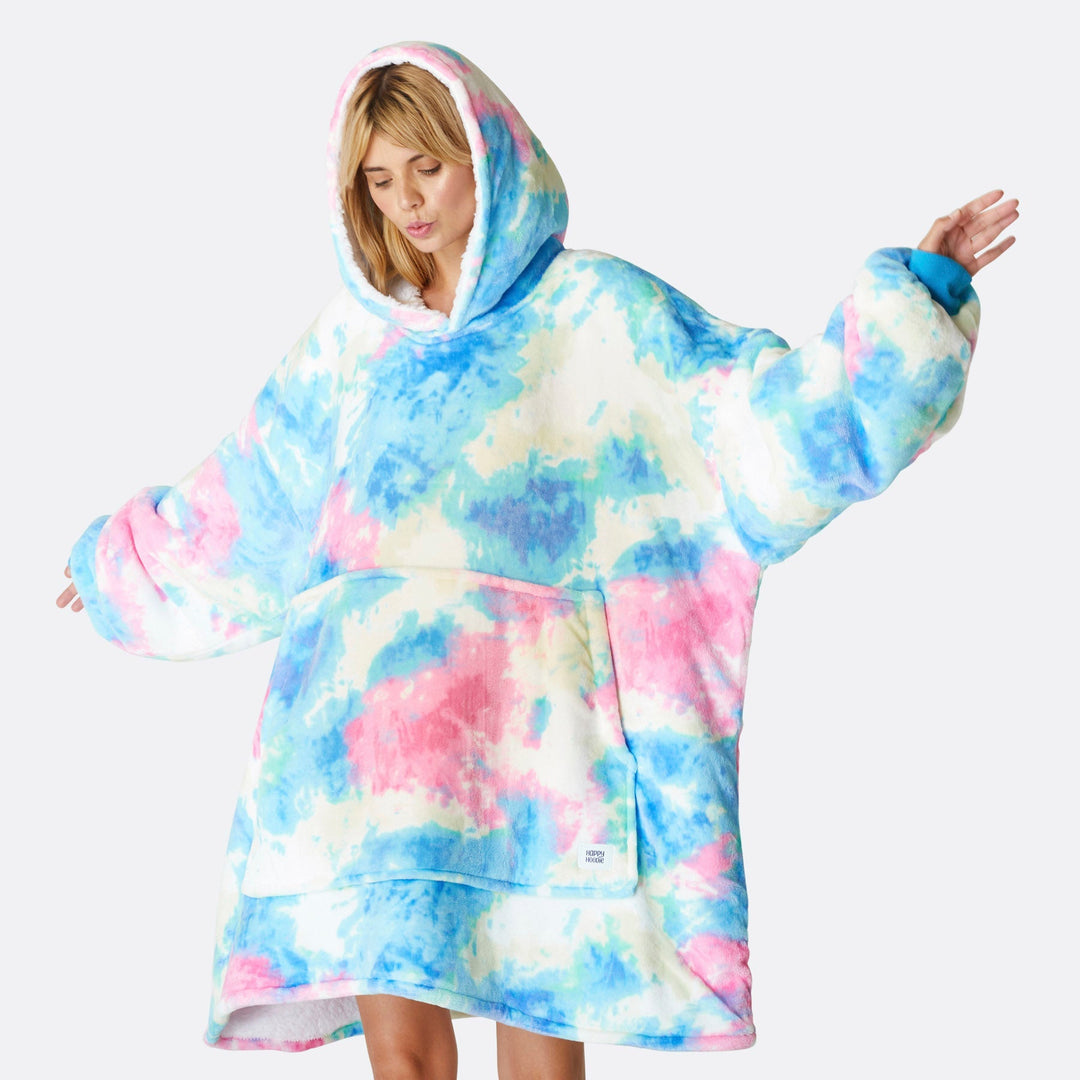 Tie-Dyed Cyan HappyHoodie