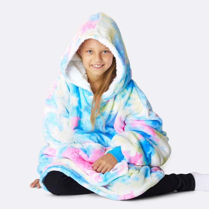 Tie-Dyed Cyan HappyHoodie Voor Kinderen