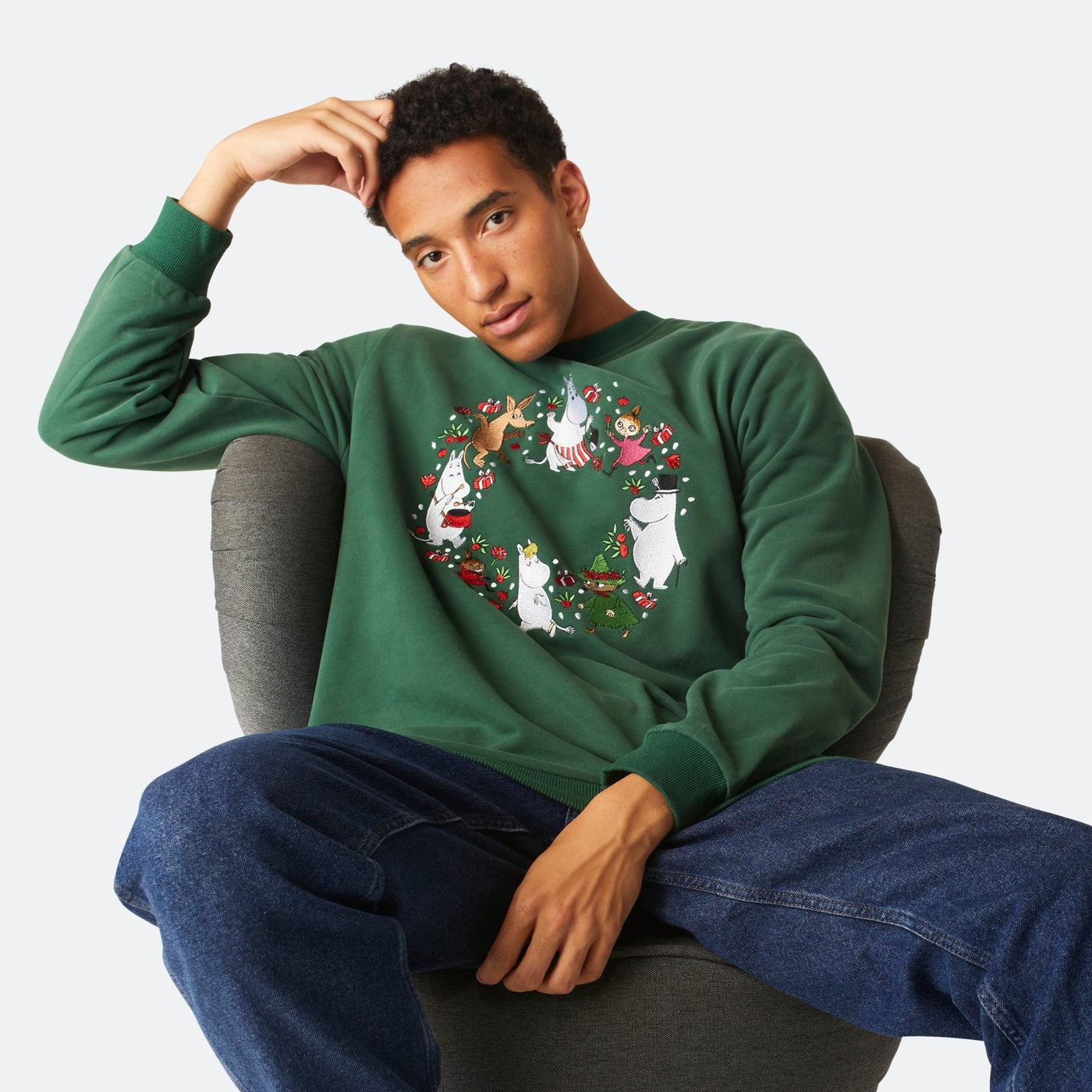 Groene Moemins Kerst Sweatshirt Heren