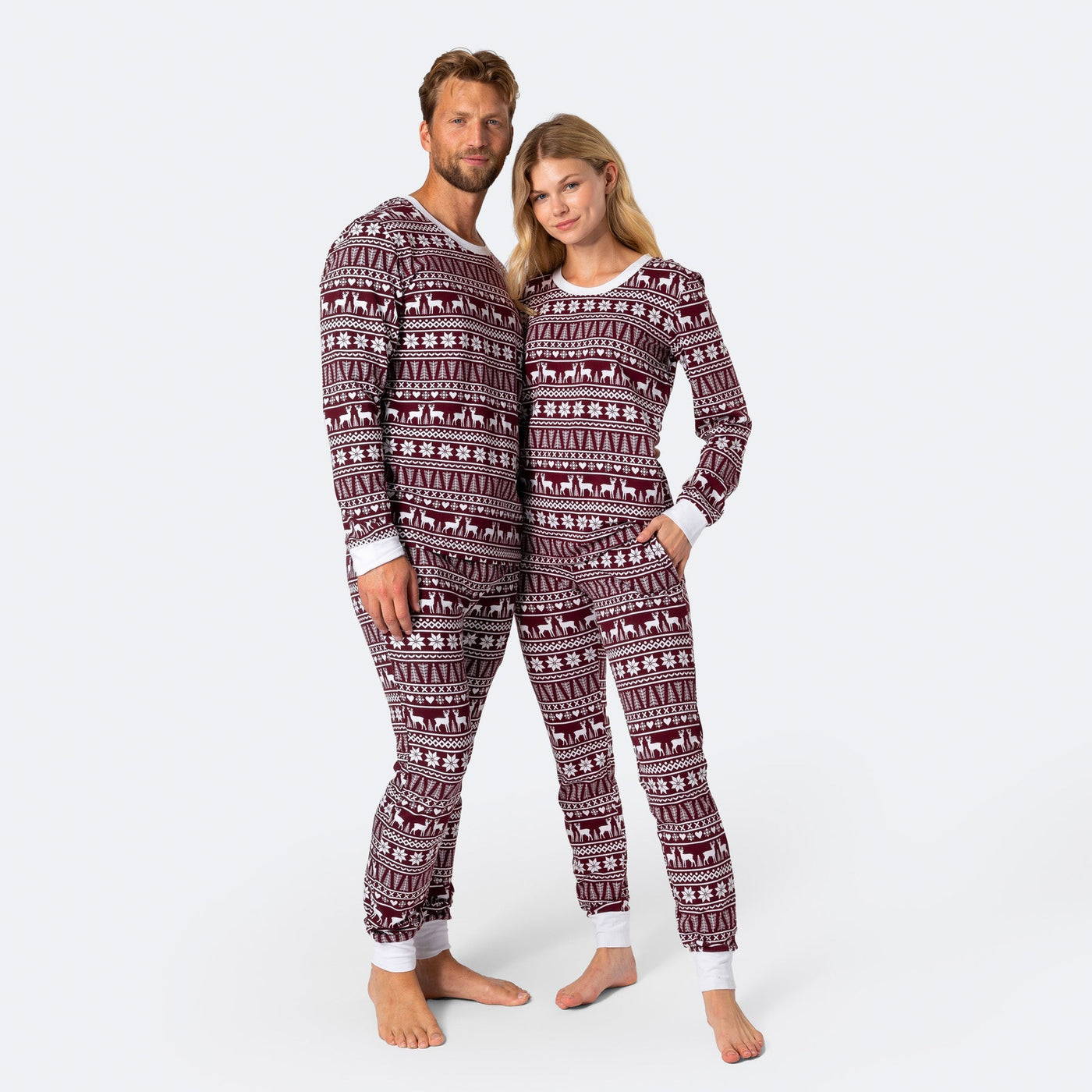 Winter Patroon Bordeauxrood Pyjama Heren