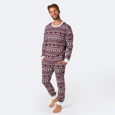 Winter Patroon Bordeauxrood Pyjama Heren