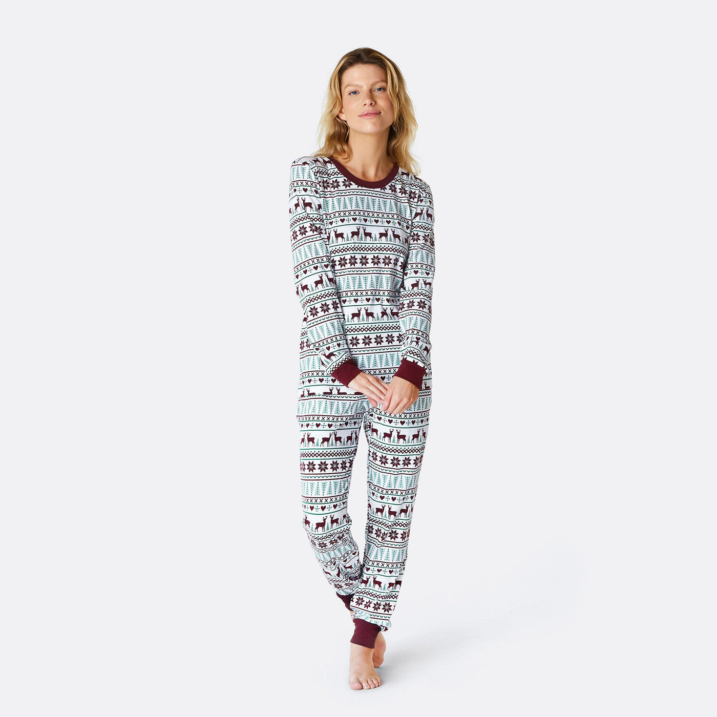 Winter Patroon Wit Pyjama Dames