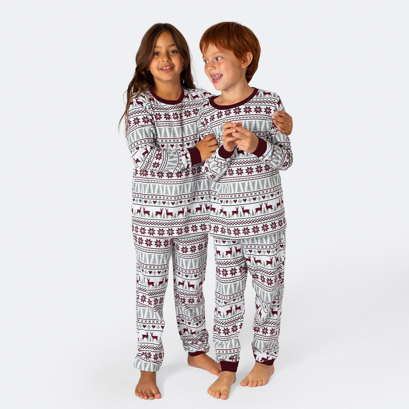 Winter Patroon Wit Pyjama Voor Kinderen