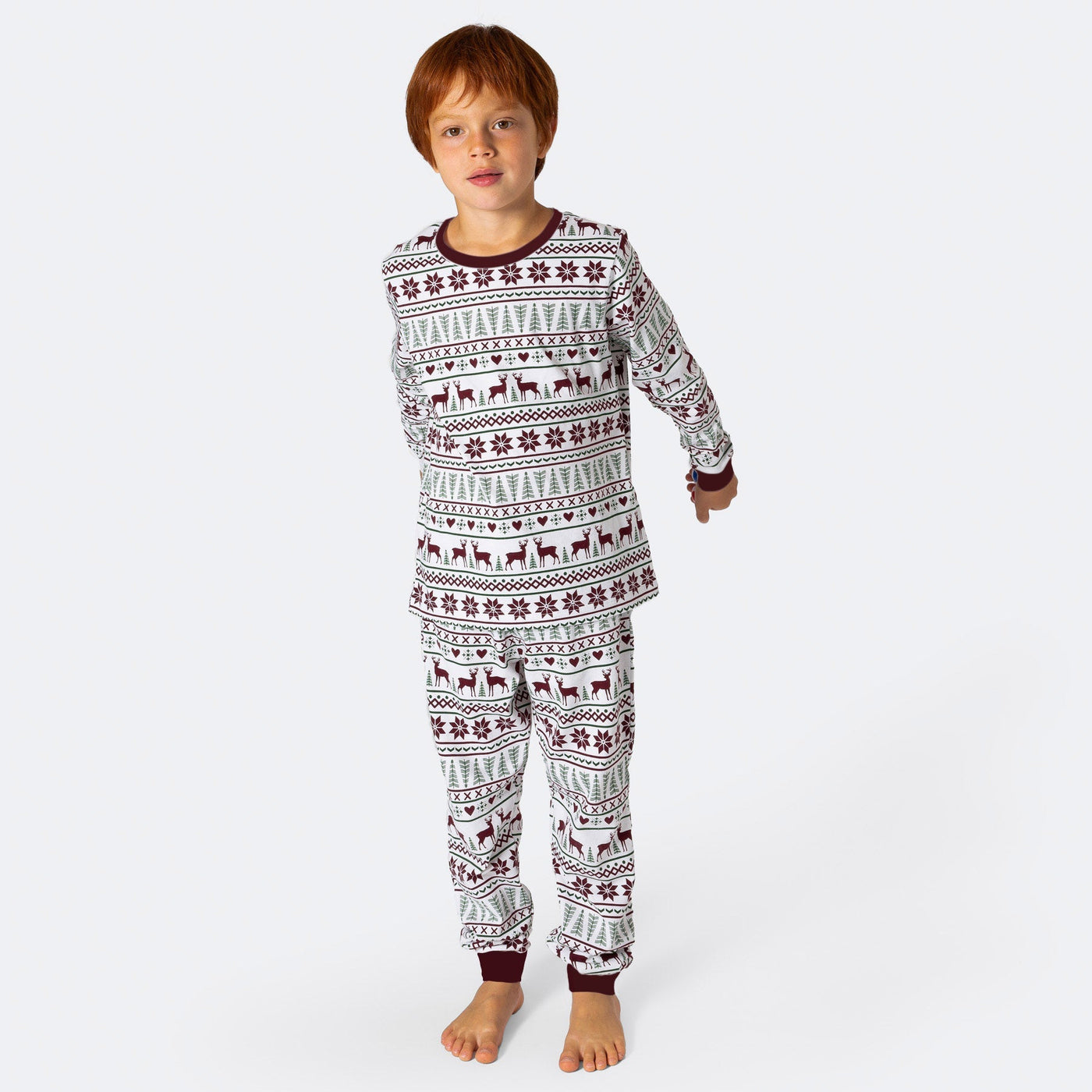 Winter Patroon Wit Pyjama Voor Kinderen